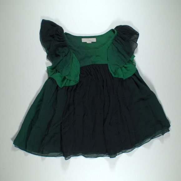 STELLA MCCARTNEY Green Ombre Silk Chiffon Flutter Sleeve Blouse size 40 - Picture 3 of 6